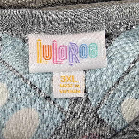 LulaRoe Randy Disney Womens 3XL Gray Blue Shirt Top 3/4 Sleeve All Ove Print - Picture 3 of 10